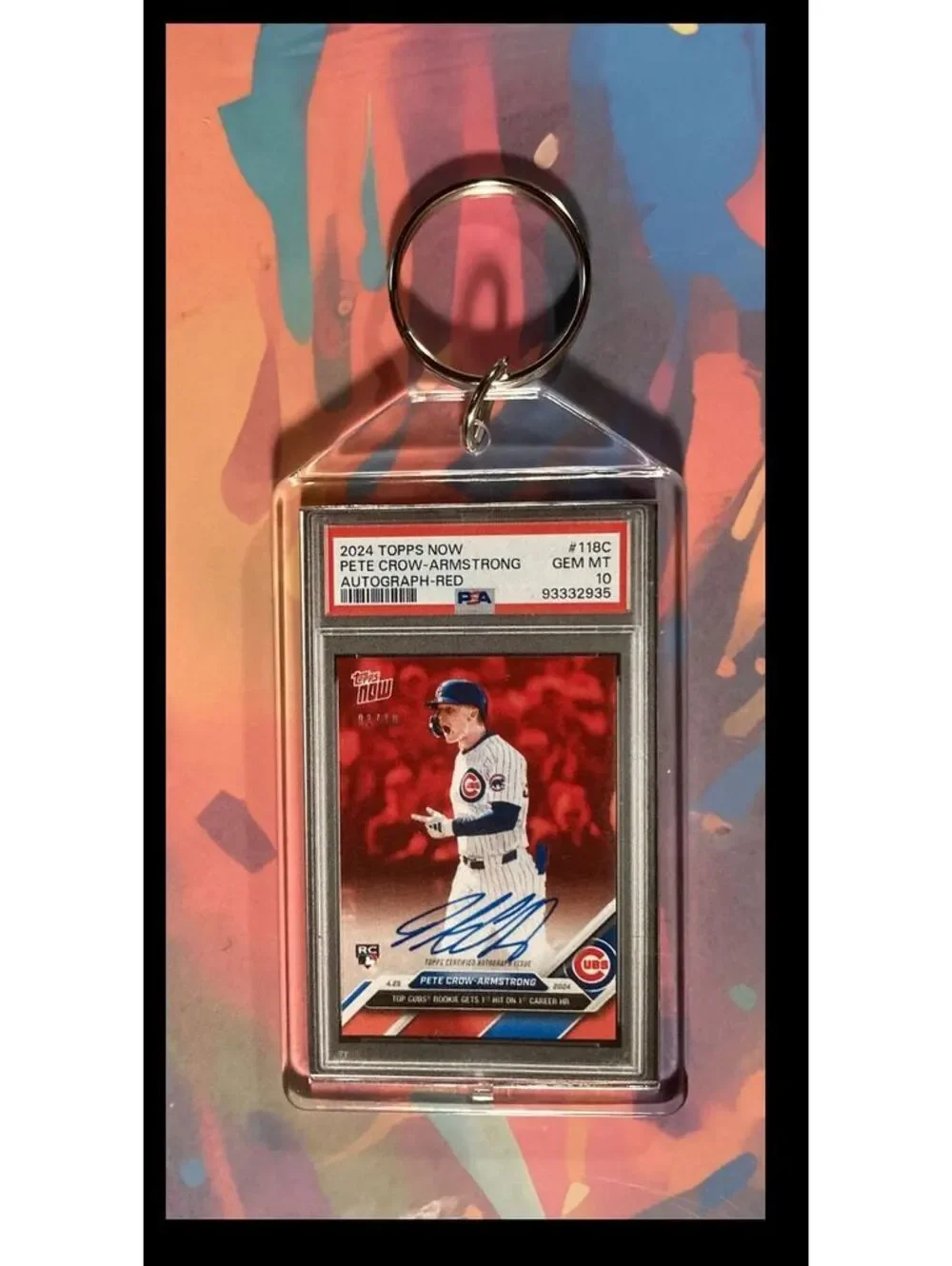 3032 Pete Crow-Armstrong 2024 Topps Now Red Auto Keychain